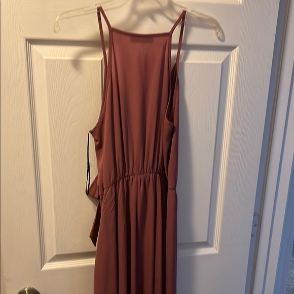 Midi Asymmetrical Wrap dusty, pink Sundress - Picture 3 of 5